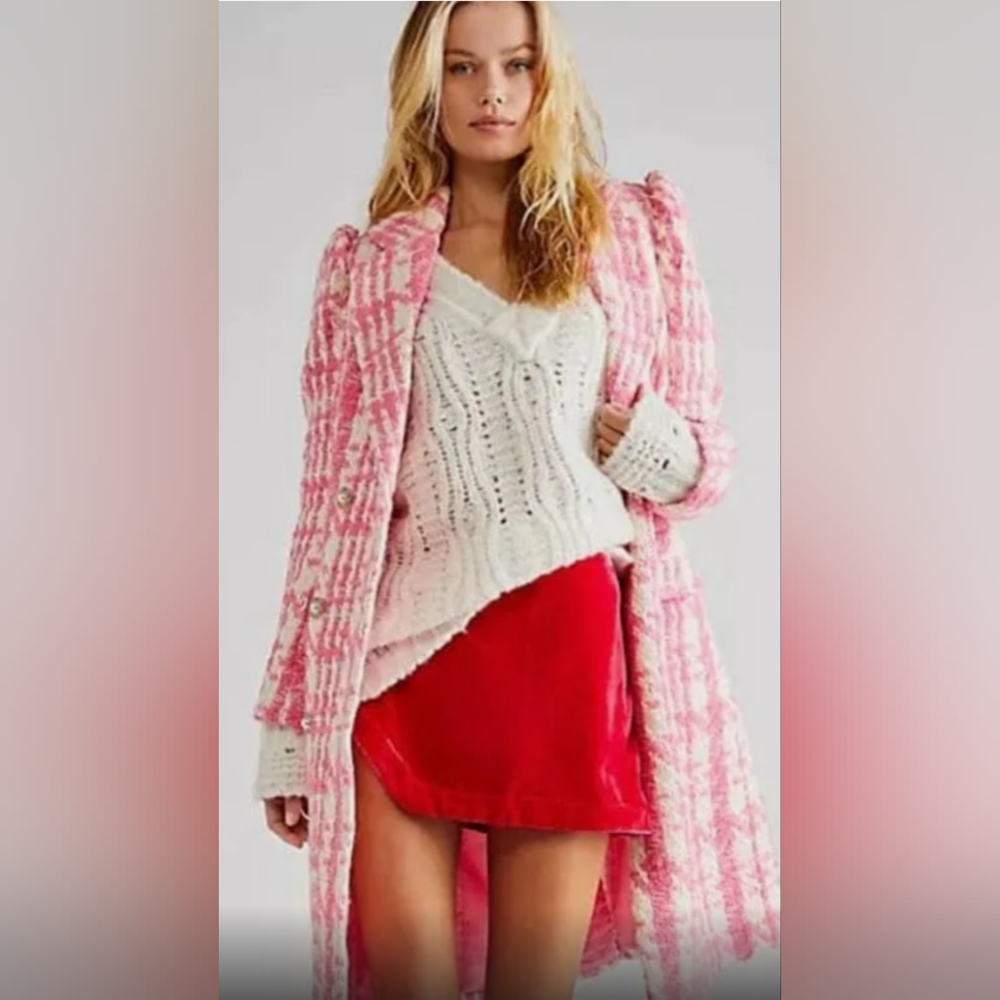NWT❤️‍🔥$60 Free People Sexy Hot Pink Velvet Mini Skirt Sz 0